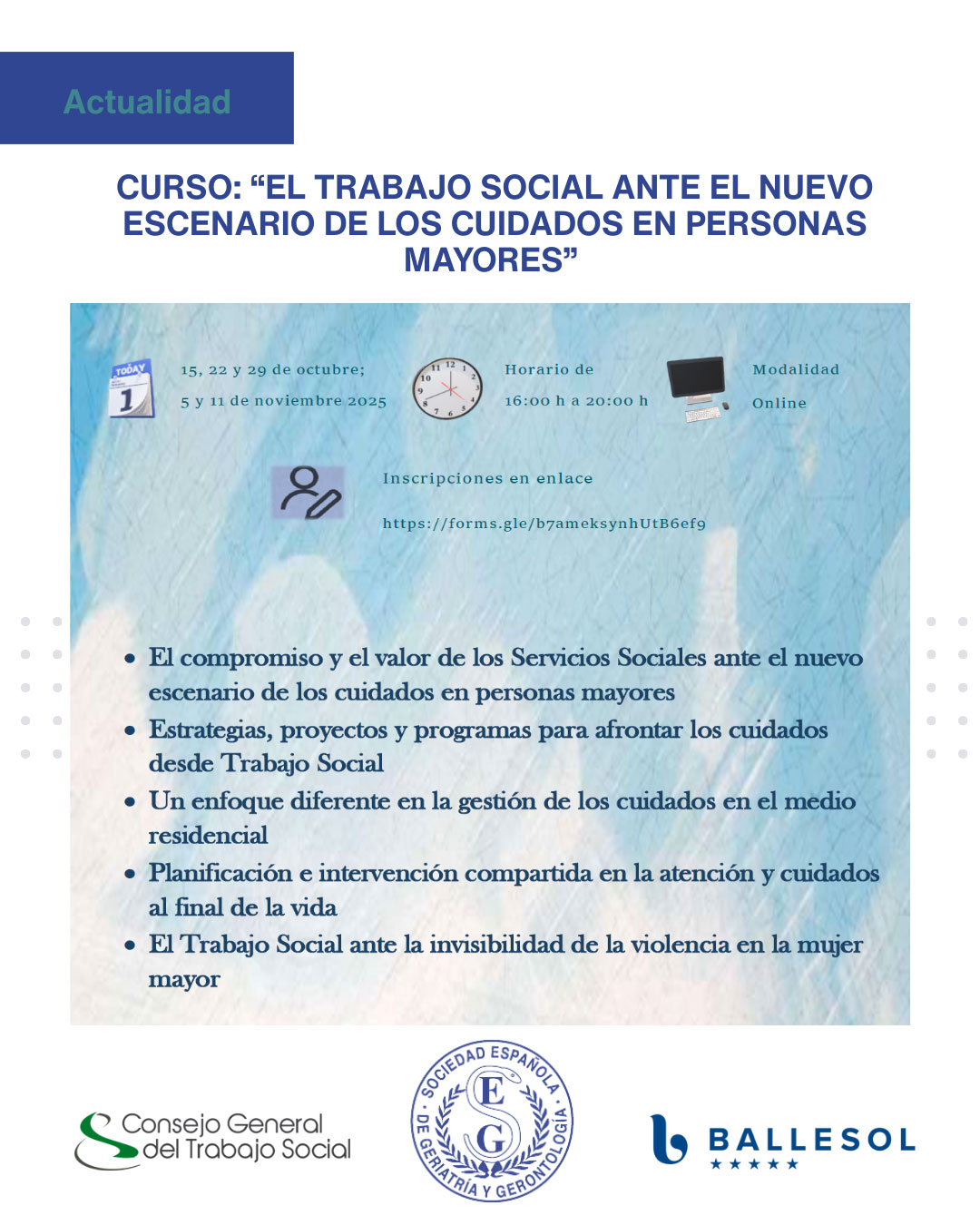 <p>La SEGG celebra un nuevo curso titulado: “El Trabajo Social ante el nuevo escenario de los 